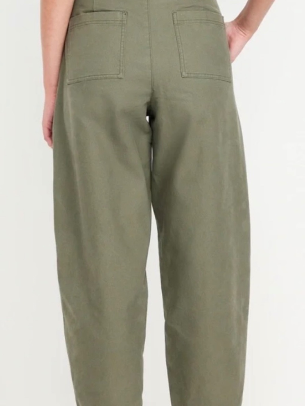 Women's High-Waisted Canvas Barrel Ankle Pants - Picture 2 of 8